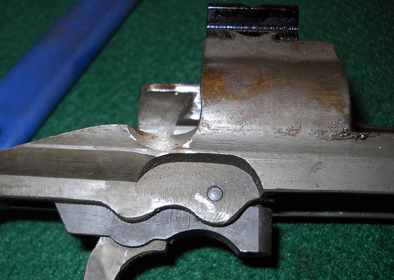 detail shot of metal cut away on receiver side